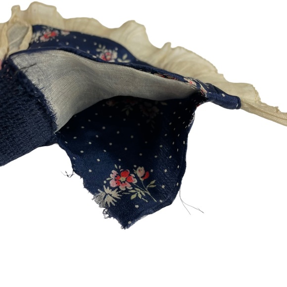 Vintage 1940s Elegant Floral Silk Mesh Dainty Small Sized Navy Blue Pink Flowers - Picture 16 of 16